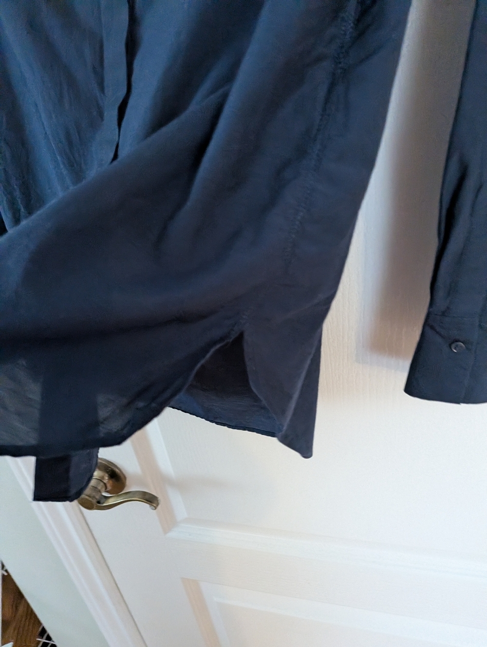 Massimo Dutti cotton Silk button down shirt navy blue size 2 xs - Picture 7 of 10
